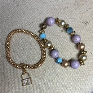 Gold and Multicolor Beaded Bracelet Set